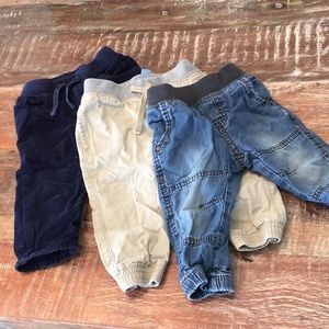 Three pairs 12m baby boys pants